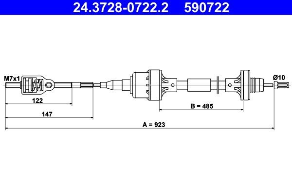 ATE Ντίζα, μηχανισμός συμπλέκτη 24.3728-0722.2 ATE 24.3728-0722.2 Ντίζα συμπλέκτη DR 3.0 γνήσια τιμες