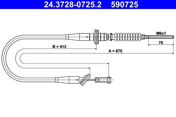 ATE Clutchkabel 24.3728-0725.2 ATE 24.3728-0725.2 Koblingskabel VAUXHALL Nova CC (S83) billige