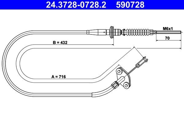 ATE Koppelingskabel 24.3728-0728.2 24.3728-0728.2 Koppelingskabel OPEL VECTRA ATE