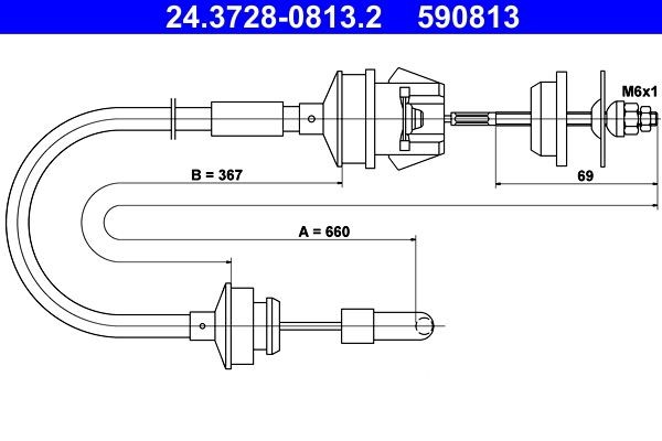 ATE Câble d'embrayage 24.3728-0813.2 Hyundai GETZ Câble d'embrayage ATE 24.3728-0813.2
