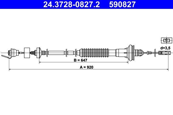 ATE Ντίζα, μηχανισμός συμπλέκτη 24.3728-0827.2 ATE 24.3728-0827.2 Ντίζα συμπλέκτη Nissan PATHFINDER γνήσια