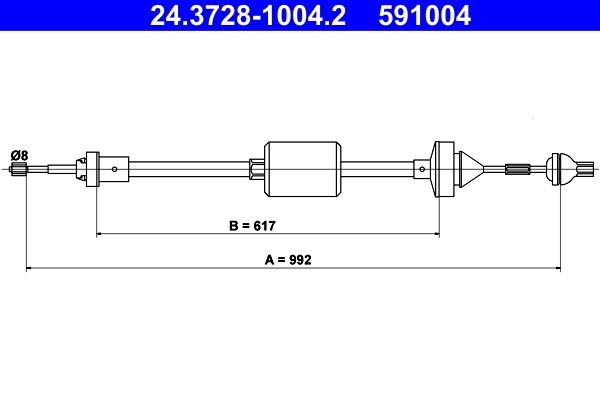 ATE Koppelingskabel 24.3728-1004.2 ATE 24.3728-1004.2 Koppelingskabel Renault Clio 1 originele prijs