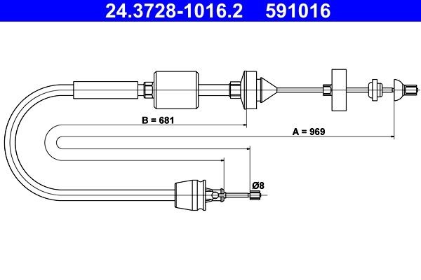 ATE Trose, Sajūga pievads 24.3728-1016.2 ATE 24.3728-1016.2 Trose sajūga pievads Nissan Pick Up MD21 cena