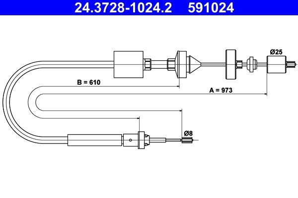 Câble d'embrayage ATE 24.3728-1024.2 ATE 24.3728-1024.2: Câble d'embrayage Renault MEGANE 2020