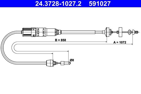 Cabo de aço, accionamento da embraiagem ATE 24.3728-1027.2 ATE 24.3728-1027.2: Cabo embraiagem Renault ESPACE 2001