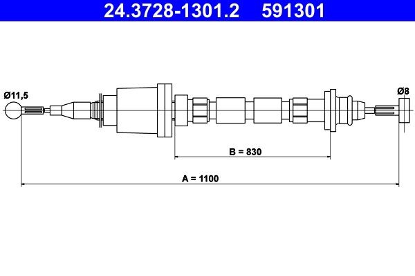 ATE Kopplingsvajer 24.3728-1301.2 Volvo XC70 Kombi Kopplingsvajer ATE 24.3728-1301.2