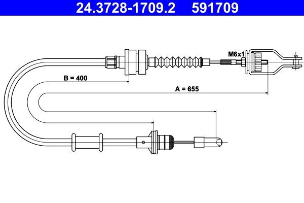 ATE Koblingskabel 24.3728-1709.2 24.3728-1709.2 Koblingskabel NISSAN KUBISTAR ATE