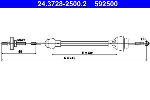 ATE Cavo frizione 24.3728-2500.2 ATE 24.3728-2500.2 Cavetto frizione SKODA 110 Coupe (R) originali prezzo