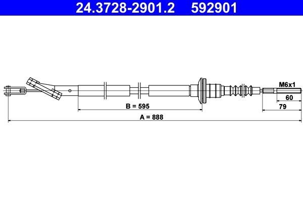 ATE Koppelingskabel 24.3728-2901.2 ATE 24.3728-2901.2 Koppelingskabel Chevrolet Aveo T300 prijs