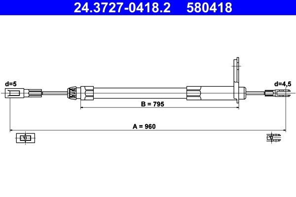 ATE Câble de frein à main 24.3727-0418.2 ATE 24.3727-0418.2 Câble de frein à main HYUNDAI i30 coût