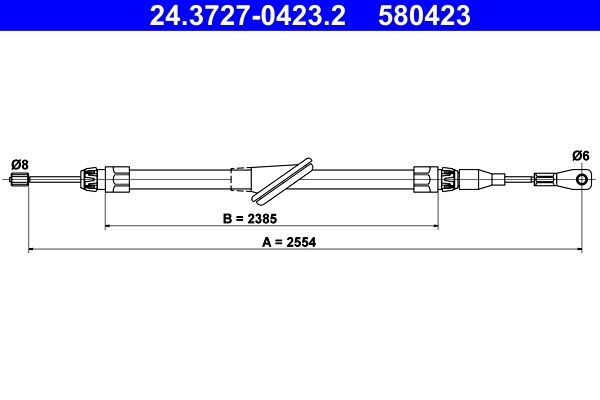 ATE Câble de frein à main 24.3727-0423.2 ATE 24.3727-0423.2 Câble de frein à main NISSAN ALMERA d'origine