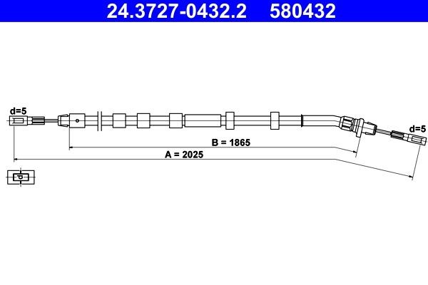 ATE Cabo de aço, travão de estacionamento 24.3727-0432.2 ATE 24.3727-0432.2 Cabo de freio ML W163 originais preço