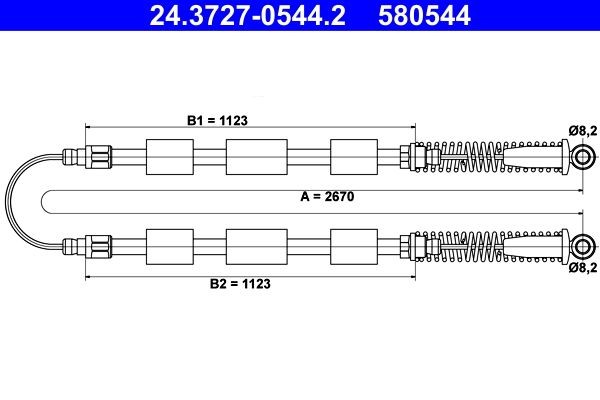 ATE Handbromsvajer 24.3727-0544.2 24.3727-0544.2 ATE bromsvajer Fiat ULYSSE