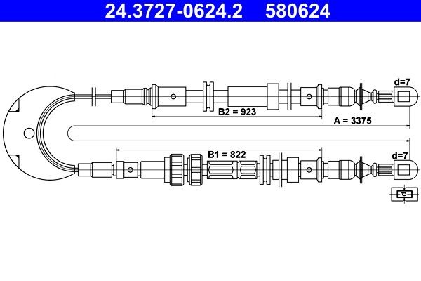 ATE Cavo freno a mano 24.3727-0624.2 24.3727-0624.2 costo Cavo freno a mano FORD MONDEO ATE