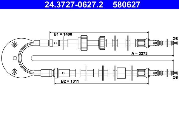 ATE Tross, seisupidur 24.3727-0627.2 ATE 24.3727-0627.2 Käsipidur Ford Escort MK6 Cabrio hind