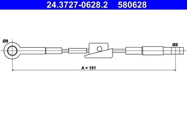 ATE Tross, seisupidur 24.3727-0628.2 ATE 24.3727-0628.2 Käsijarru vaijeri Ford Fiesta Mk3 originaal hind