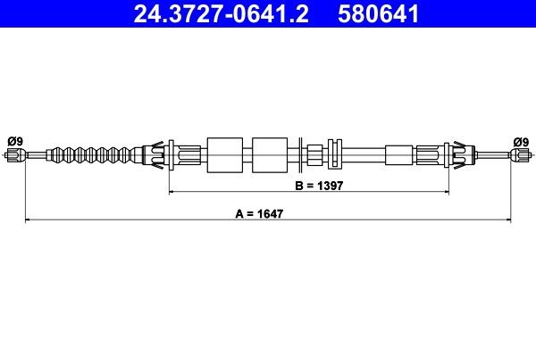 ATE Cavo freno a mano 24.3727-0641.2 ATE 24.3727-0641.2 costo Cavo freno a mano Ford Mondeo mk2 Station Wagon originale