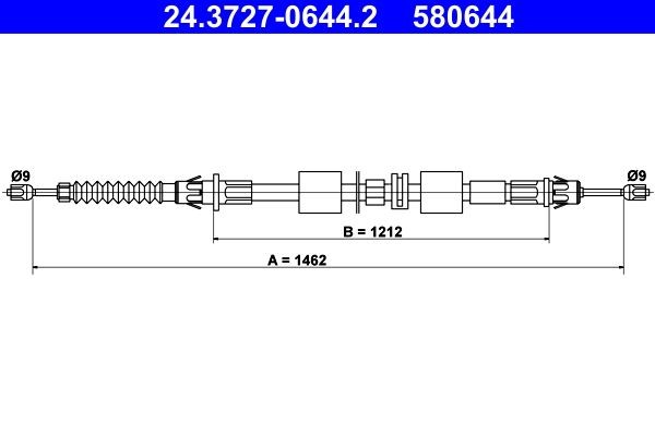 ATE Cavo freno a mano 24.3727-0644.2 24.3727-0644.2 costo Cavo freno a mano FORD MONDEO ATE