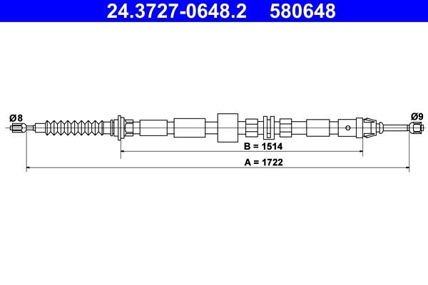 ATE Tross, seisupidur 24.3727-0648.2 Käsipidur ATE Ford S-MAX 24.3727-0648.2
