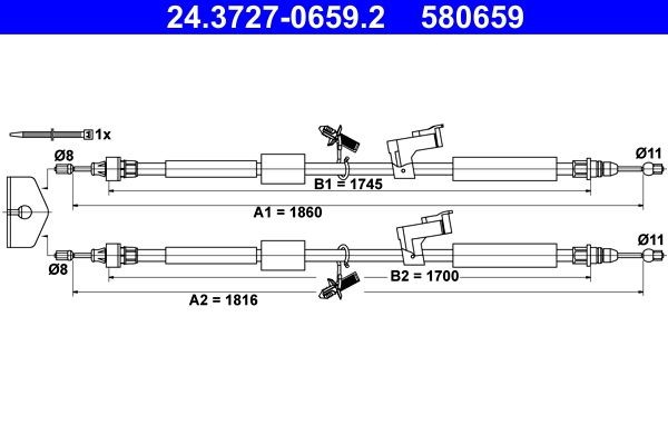 ATE Tross, seisupidur 24.3727-0659.2 Ford DA_ Käsipidur 24.3727-0659.2 ATE