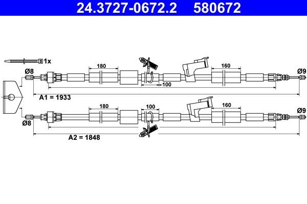 Trose, Stāvbremžu sistēma ATE 24.3727-0672.2 ATE 24.3727-0672.2 Rokas bremze Ford KUGA 2020