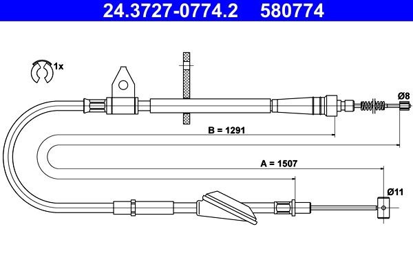 Hand brake cable ATE 24.3727-0774.2 ATE 24.3727-0774.2 2021 SUZUKI WAGON R+ handbrake cable replacement