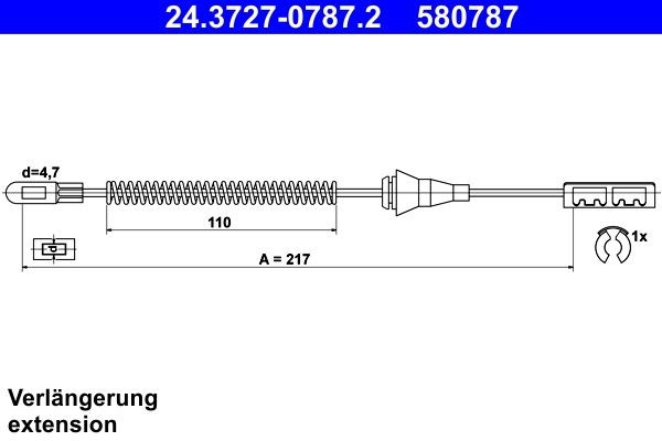 ATE Håndbremsekabel 24.3727-0787.2 24.3727-0787.2 Håndbremse ATE OPEL MOKKA