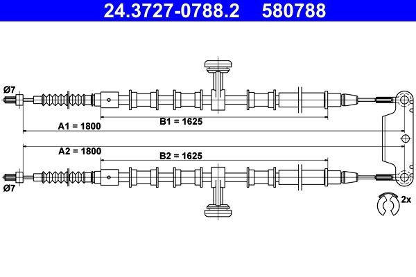 ATE Ντίζα, φρένο ακινητοποίησης 24.3727-0788.2 ATE 24.3727-0788.2 Χειρόφρενο Opel Signum CC φθηνά