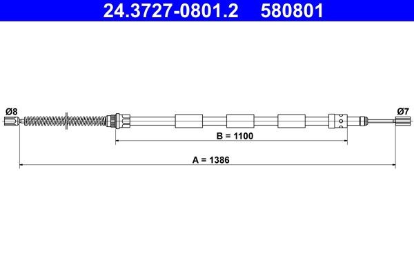 ATE Handbremsseil 24.3727-0801.2 Bremsseil, Handbremse ATE 4008 24.3727-0801.2 günstig