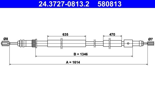 ATE Handbremsseil 24.3727-0813.2 24.3727-0813.2 Bremsseil PEUGEOT 4008 ATE kaufen