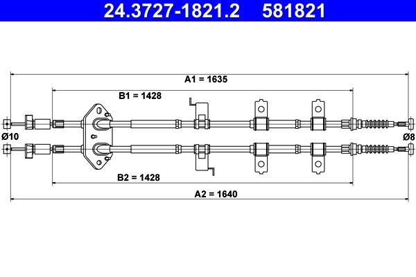 ATE Handbromsvajer 24.3727-1821.2 ATE 24.3727-1821.2 elektrisk handbroms Mazda 6 gy pris