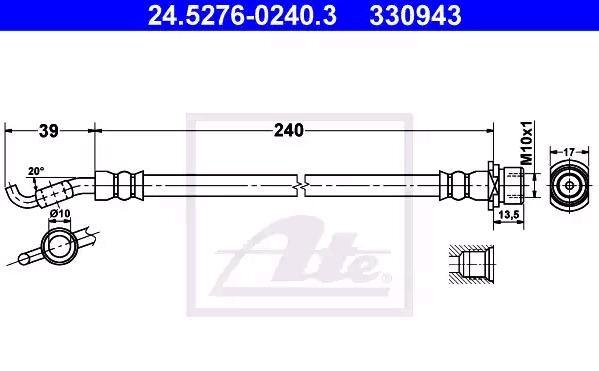 ATE Bromsslang 24.5276-0240.3 24.5276-0240.3 ATE bromsslang Toyota RAV 4
