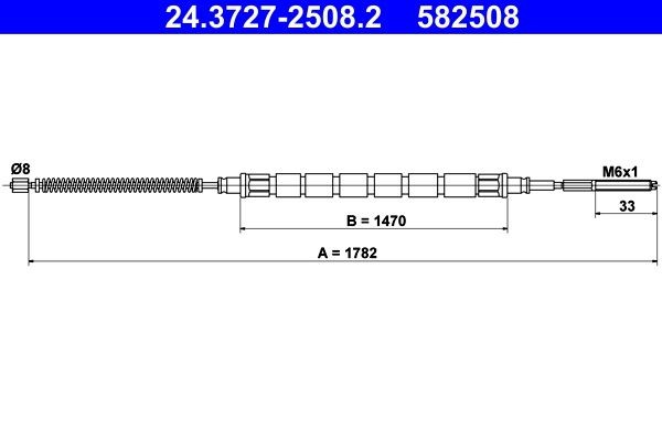 ATE Handbromsvajer 24.3727-2508.2 24.3727-2508.2 ATE parkeringsbroms Volkswagen CALIFORNIA