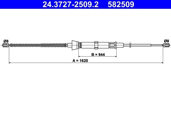 ATE Håndbremsekabel 24.3727-2509.2 24.3727-2509.2 ATE Håndbremse Subaru billig