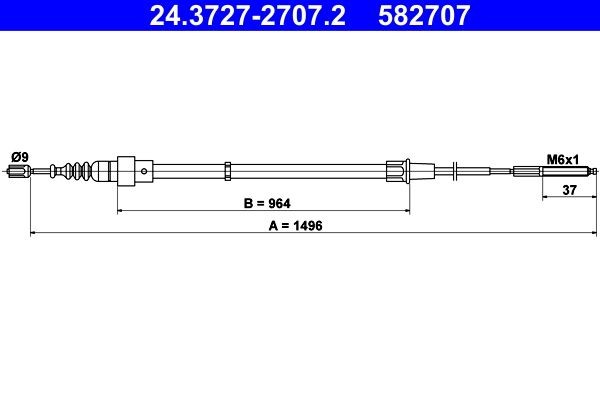Handbremsseil ATE 24.3727-2707.2 ATE 24.3727-2707.2 VW LUPO 2000 Handbremsseil