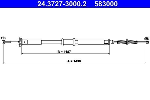 ATE Handremkabel 24.3727-3000.2 ATE 24.3727-3000.2 Remkabel Prisma 831 originele prijs
