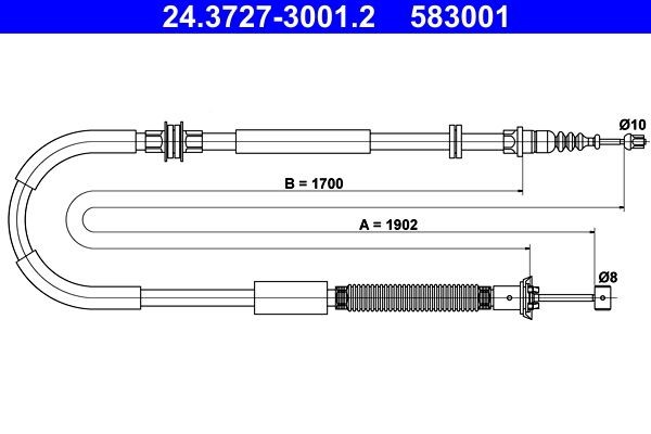 ATE Żażné lanko parkovacej brzdy 24.3727-3001.2 ATE 24.3727-3001.2 Lanko ručnej brzdy Chrysler Sebring JR lacné