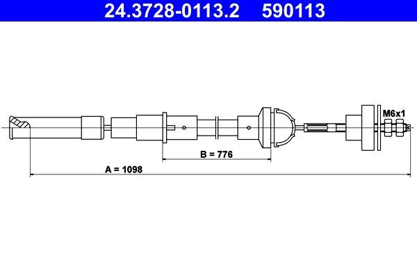 Cabo de aço, accionamento da embraiagem ATE 24.3728-0113.2 ATE 24.3728-0113.2: Cabo de aço accionamento da embraiagem Volkswagen JETTA 2006