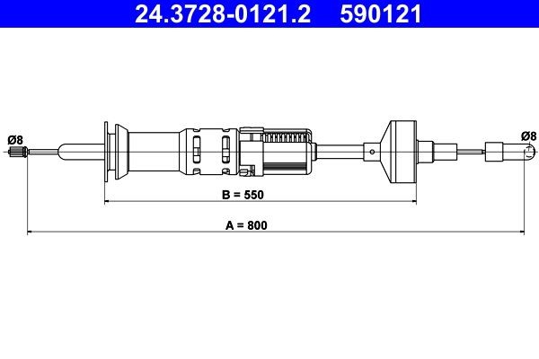 ATE Cabo de aço, accionamento da embraiagem 24.3728-0121.2 ATE 24.3728-0121.2 Cabo de embreagem SEAT TOLEDO originais