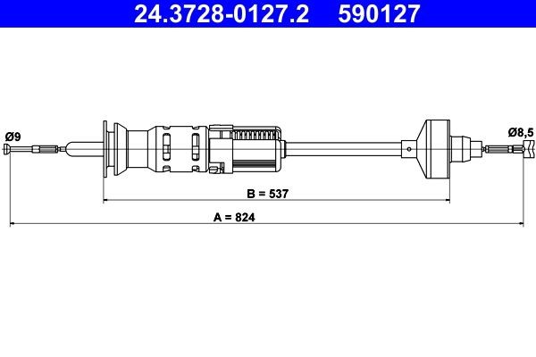 ATE Kopplingsvajer 24.3728-0127.2 24.3728-0127.2 ATE kopplingskabel Hyundai i20