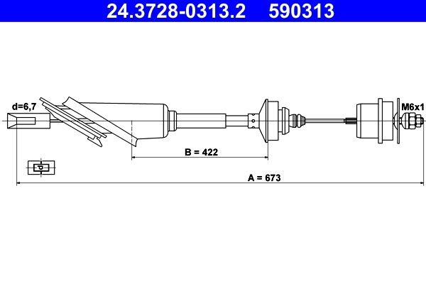 ATE Koblingskabel 24.3728-0313.2 24.3728-0313.2 Koblingskabel ATE CITROЁN SAXO