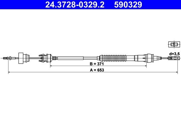 ATE Koppelingskabel 24.3728-0329.2 Koppelingskabel ATE JEEP 24.3728-0329.2