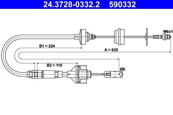 ATE Cavo frizione 24.3728-0332.2 24.3728-0332.2 costo Cavo frizione CITROËN AX ATE