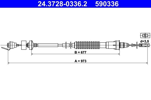 ATE Cavo frizione 24.3728-0336.2 24.3728-0336.2 Cavo frizione ATE CITROËN AX costo
