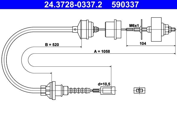 ATE Tross, sidurikasutus 24.3728-0337.2 Siduritross ATE Citroën EVASION 24.3728-0337.2