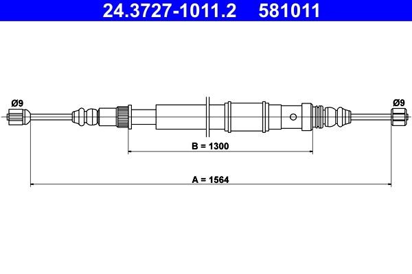 ATE Cavo freno a mano 24.3727-1011.2 ATE 24.3727-1011.2 Cavo freno a mano Renault 19 Chamade l53 originale prezzo