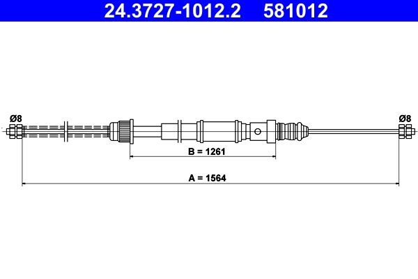 ATE Handbromsvajer 24.3727-1012.2 ATE 24.3727-1012.2 Handbromsvajer Renault 19 II Chamade original