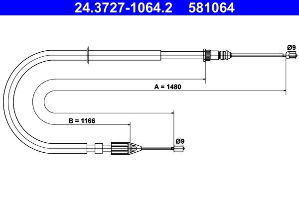 ATE Tautrekk, håndbremse 24.3727-1064.2 ATE 24.3727-1064.2 Bremsewire Renault Megane 1 Grandtour originale pris