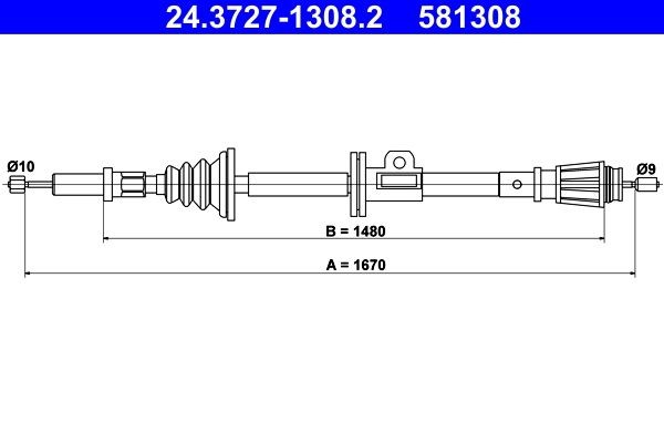 ATE Tautrekk, håndbremse 24.3727-1308.2 24.3727-1308.2 Håndbremse VOLVO S60 ATE