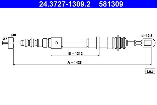 ATE Handbromsvajer 24.3727-1309.2 VOLVO 440 K (445) Handbroms ATE 24.3727-1309.2